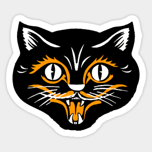 Classic Vintage Halloween Black Cat Face Sticker